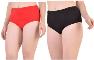 Bamboo Fabric Women's Hipster Panty Red and Black Set of 2