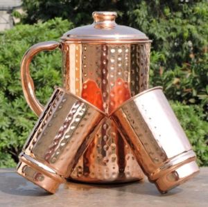 Copper Jug and Glass Set