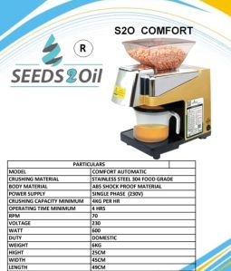 comfort cold press oil machine