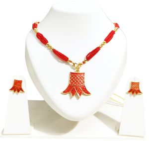 Assamese Traditional Blue Meenakari Thuriya Jewellery Set