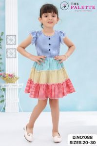 Girls Multicolor Check Frock