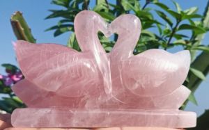 Pink Rose Quartz Duck Pair