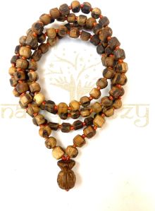 Hand-Knotted 108-Bead Sacred 6mm &AMP;AMP;AMP; 8mm Tulsi Wood Hand-Carved Rough Beads Japa Mala Meditation