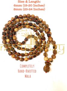 Hand-Knotted 108-Bead Sacred 6mm &AMP;AMP;AMP; 8mm Tulsi Wood Hand-Carved Rough Beads Japa Mala Meditation