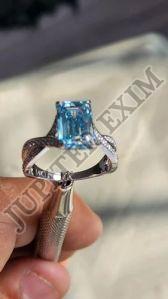 3 Ct Blue Lab Grown Diamond Ring