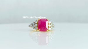 Natural Diamond Crimson Fire Natural Ruby Ring