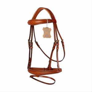 Genuine Leather Horse Bridle Conker Color With Braided Reins