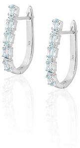 925 Sterling Silver Oval Sky Blue Topaz Earrings with White CZ