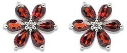 925 Sterling Silver Pear Garnet Stud Earrings