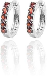 925 Sterling Silver Round Garnet Earrings