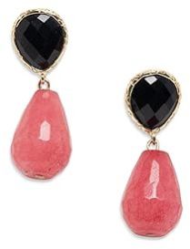 Black Onyx and Pink Agate Gemstone Drop Earrings