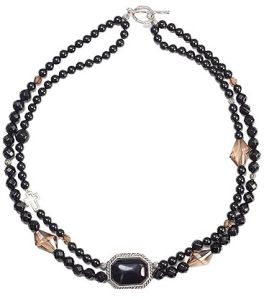 Double Layer Black Onyx Radiant Gemstone Necklace