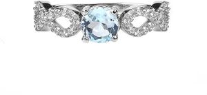 Ladies 925 Sterling Silver Blue Topaz Twisted Ring