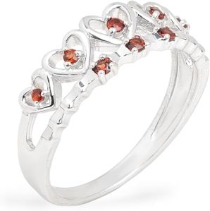 Ladies 925 Sterling Silver Garnet Crown Ring