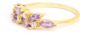 Ladies 925 Sterling Silver Marquise Amethyst Gold Plated Ring