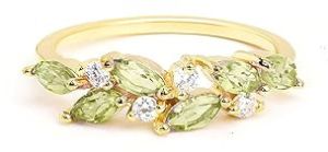 Ladies 925 Sterling Silver Marquise Peridot Gold Plated Ring