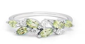 Ladies 925 Sterling Silver Marquise Peridot Ring