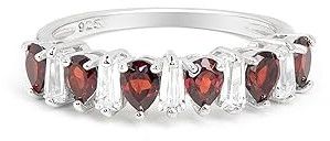 Ladies 925 Sterling Silver Pear Garnet Ring