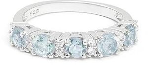 Ladies 925 Sterling Silver Pear Sky Blue Topaz Ring