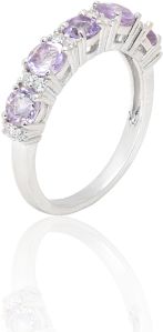 Ladies 925 Sterling Silver Premium Round Amethyst Ring