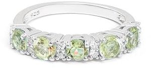 Ladies 925 Sterling Silver Premium Round Peridot Ring