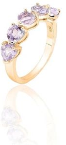 Ladies 925 Sterling Silver Round Amethyst Rose Gold Plated Ring