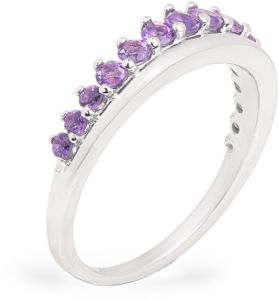 Ladies 925 Sterling Silver Round Graduated Amethyst Ring