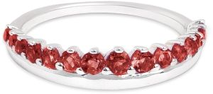 Ladies 925 Sterling Silver Round Graduated Garnet Ring