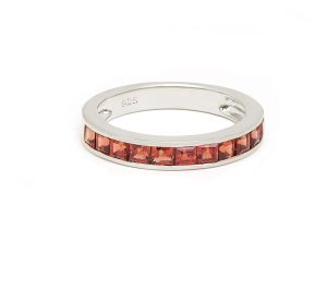 Ladies 925 Sterling Silver Square Garnet Ring