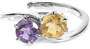 Ladies Amethyst and Citrine Gemstone Ring