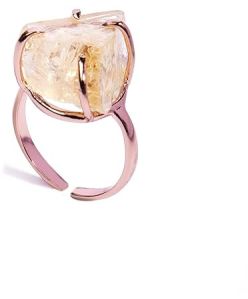 Ladies Certified Natural Raw Citrine Trendy Ring