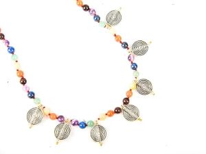 Multi Gemstone Strand Designer Charm Necklace