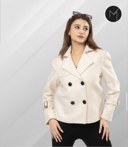 Ladies Cream Woolen Coat