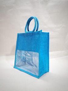 Blue Jute Bag With Window