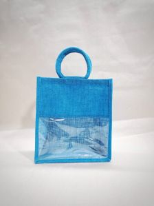 Blue Jute Bag With Window