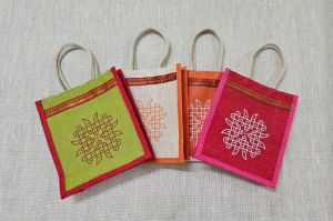 Kolam Print Jute Bag