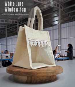 White Jute Bag With Window