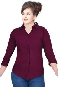 Rayon Plain Ladies Shirt