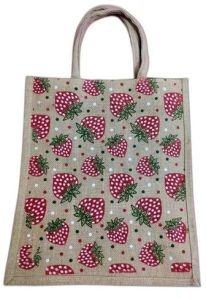 Strawberry Printed Jute Bag