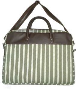 Stripe Print Canvas Laptop Bag