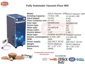1 HP Modular Vaccum Flour Mill Machine