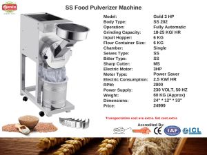 3 HP Double Chamber Stainless Steel Pulverizer Machine