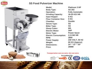 3 HP Stainless Steel Fully Automatic Pulverizer Machine