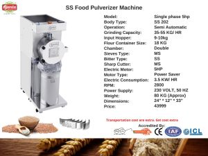 5 HP Stainless Steel Pulverizer Machine