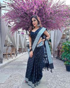 Banarasi Katan Georgette Black Saree