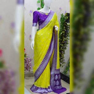 Banarasi Katan Georgette Border Saree