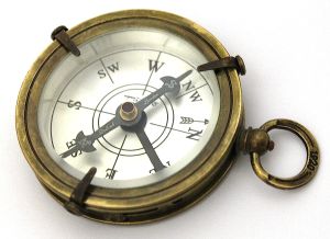 Reproduction Solid Bras Compass with Wooden case-Dollond London-To Her Majesty -