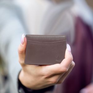 KARA Tan Leather Credit Card Holder -Unisex Pocket Safe ID Bi fold Card Case Cover for Men and Women