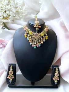 Multi pastel color Kundan Necklace by MJ