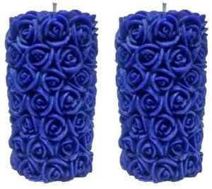 Blue Rose Pillar Candle